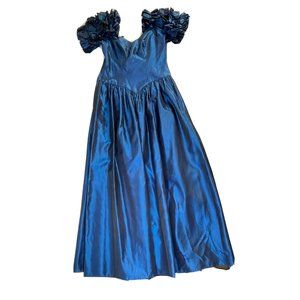 Vintage Iridescent Puff Sleeve Sweetheart Full Skirt Prom Dress USA